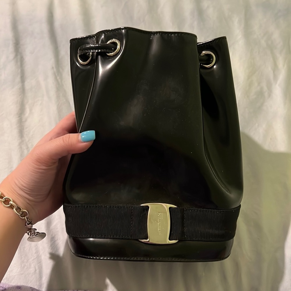 Salvatore Ferragamo Black Vara Bucket Mini Backpack